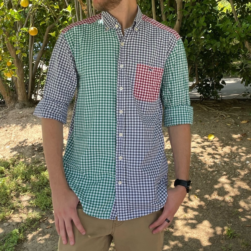 Tucker shirt color block button down